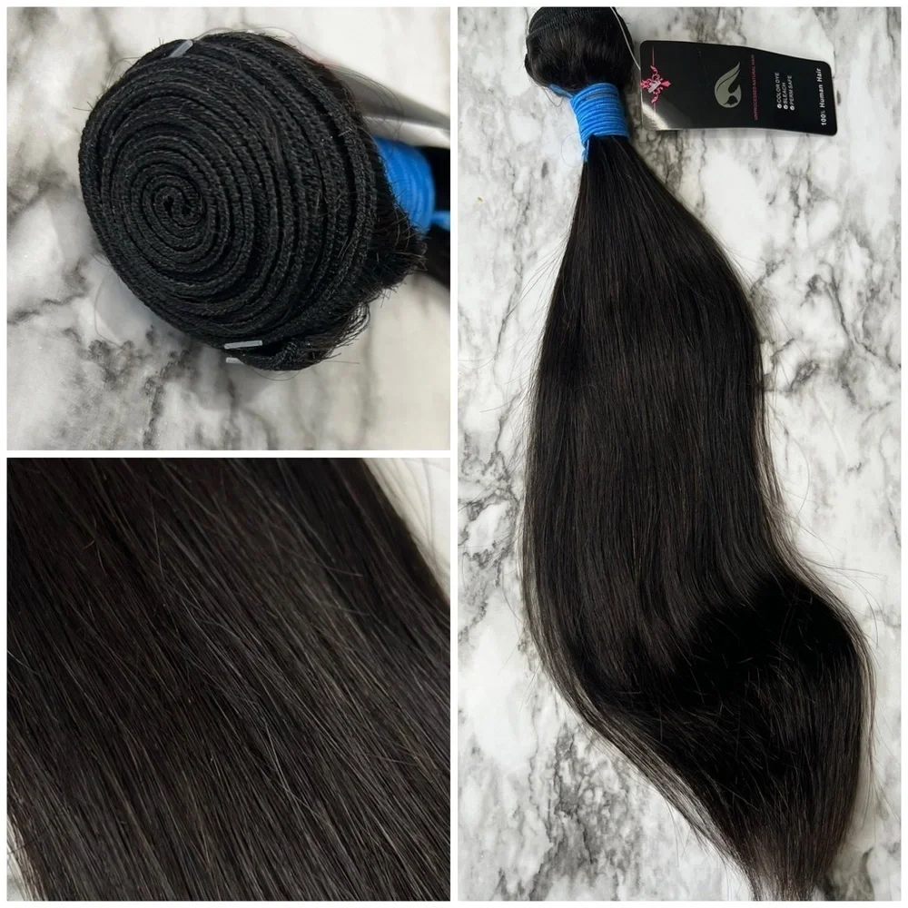 16 Inch Brazilian 100% Human Virgin Hair Unprocessed Natural Straight black